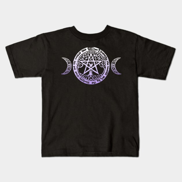 Wiccan & Pagan Sacred Gifts Nature Pentacle Tree of Life and Crescent Moons Kids T-Shirt by BeesEz